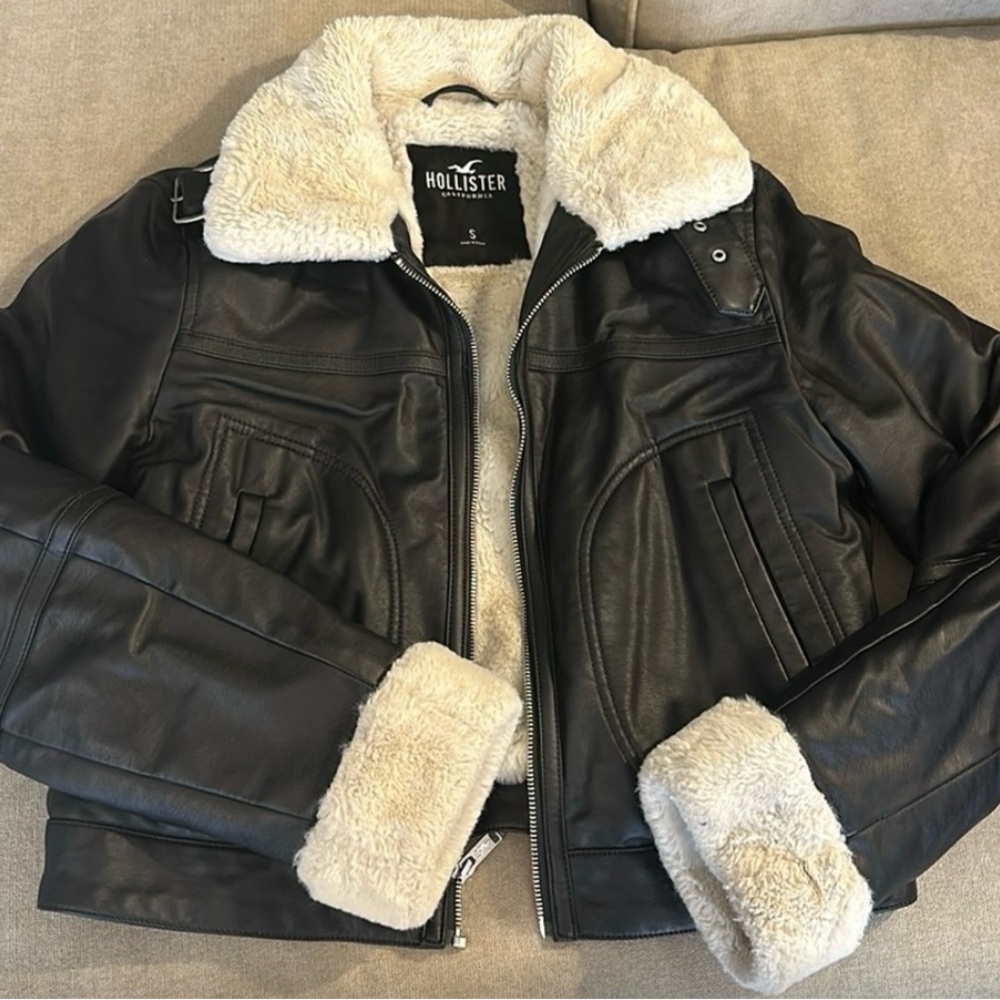Sherpa lined leather jacket